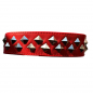 Preview: rotes Lederhalsband schmal Spitzen Pyramiden Ledapol 5827 Dreiecke Choker Collar