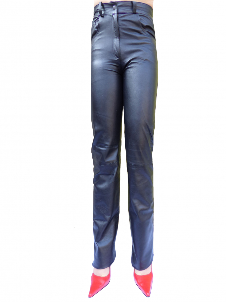 Black week bootcut womens genuine leather pants black WPA 001