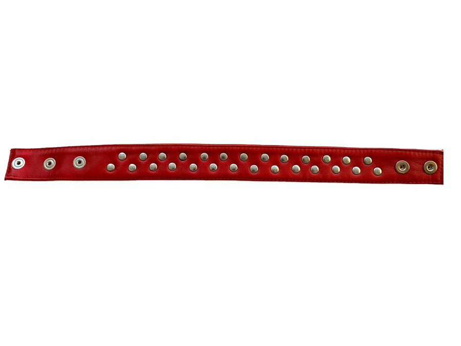 rotes Lederhalsband schmal Spitzen Pyramiden Ledapol 5827 Dreiecke Choker Collar