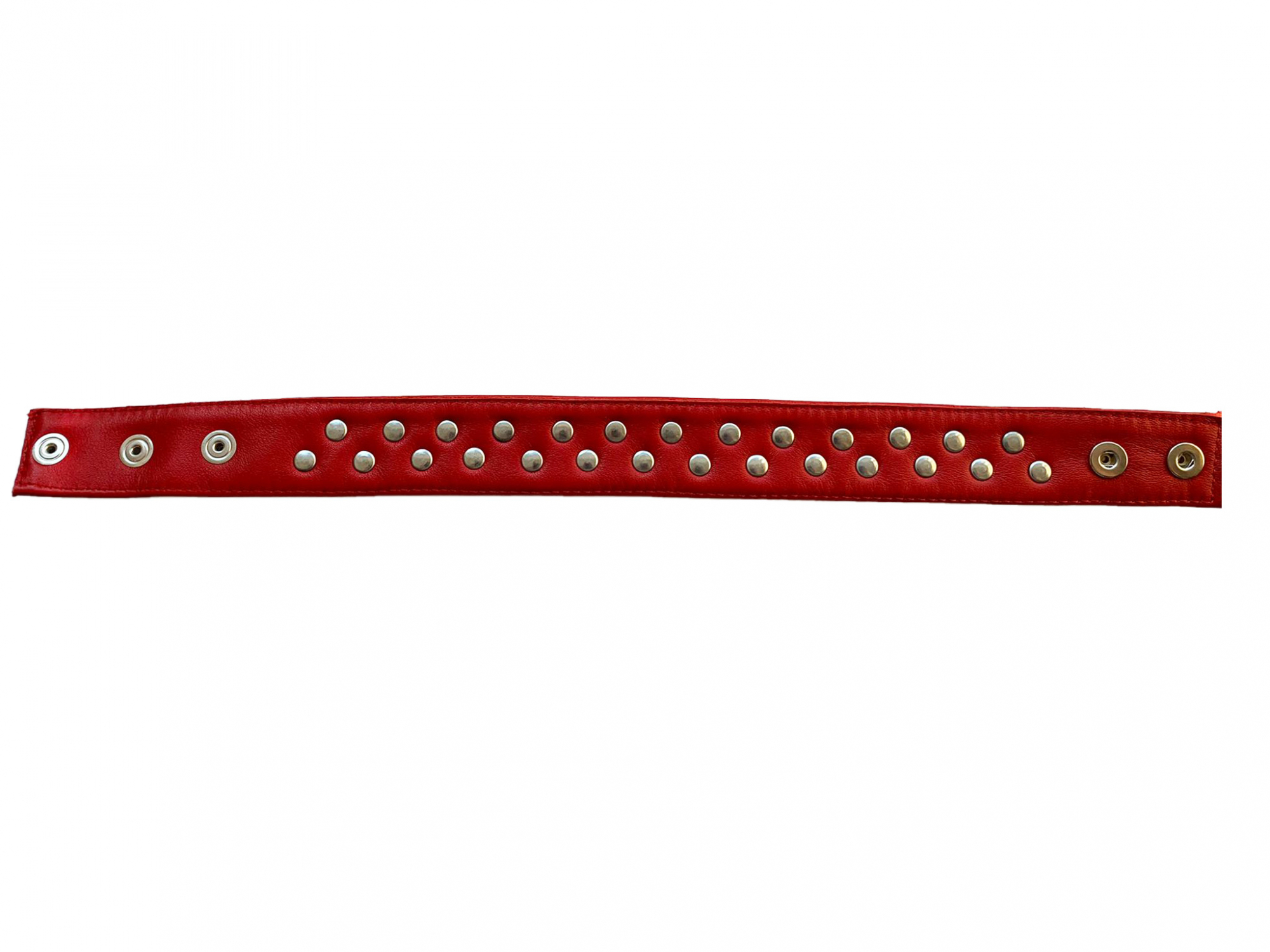 rotes Lederhalsband schmal Spitzen Pyramiden Ledapol 5827 Dreiecke Choker Collar